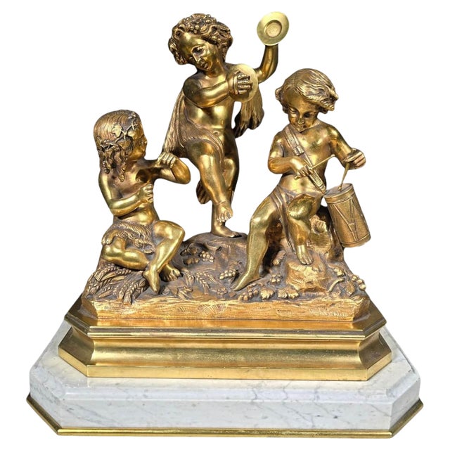 19th Century Gilded Bronze Sculptural Group, 1900 For Sale