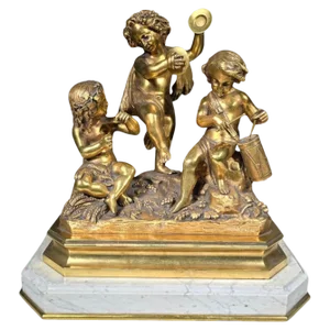 19th Century Gilded Bronze Sculptural Group, 1900