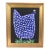 Blue and White Original Folk Art Chicken Hen Painting by Ruth Arenz Including the Antiqued Gold Wood Frame For Sale
