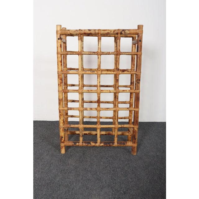 1970s Vintage Bamboo and Rattan 24 Bottle Tabletop of Floor Wine Rack / Stand For Sale - Image 5 of 18