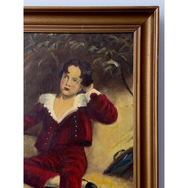 Vintage Oil Painting Portrait "The Red Boy" Framed For Sale - Image 10 of 13