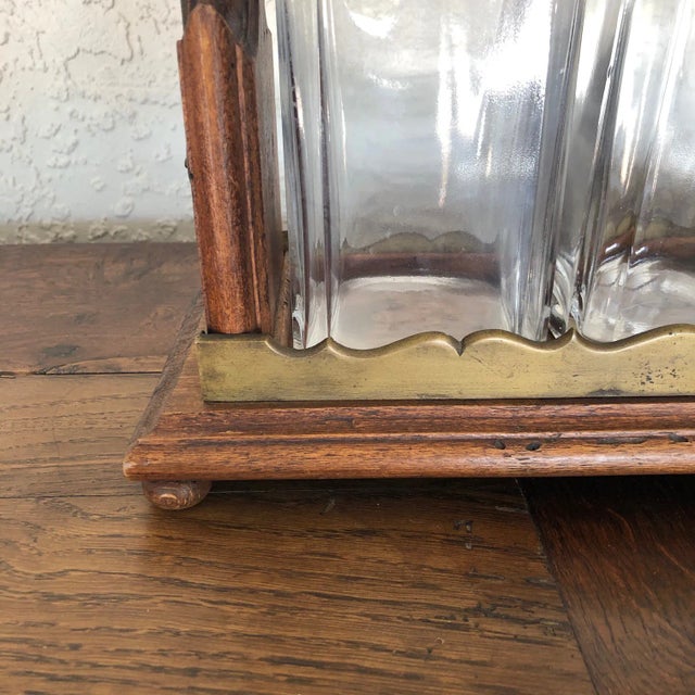 Brown Antique English Oak Decanter Tantalus For Sale - Image 8 of 11
