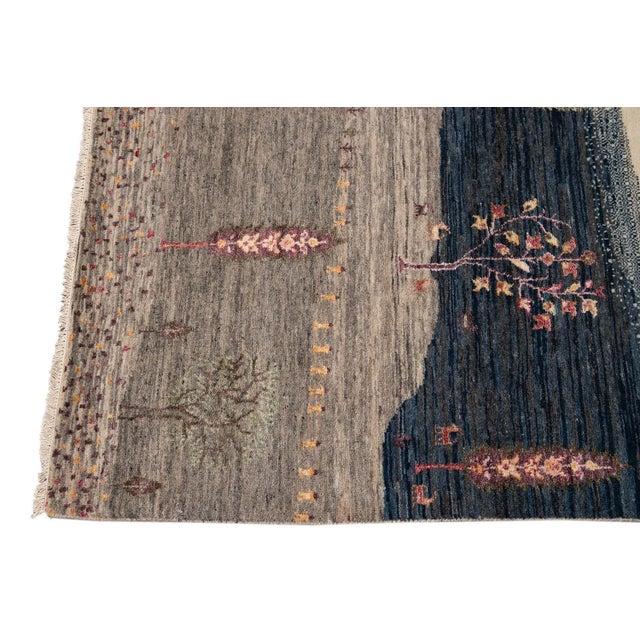 Early 21st Century 21st Century Modern Gabbeh Style Wool Rug For Sale - Image 5 of 12