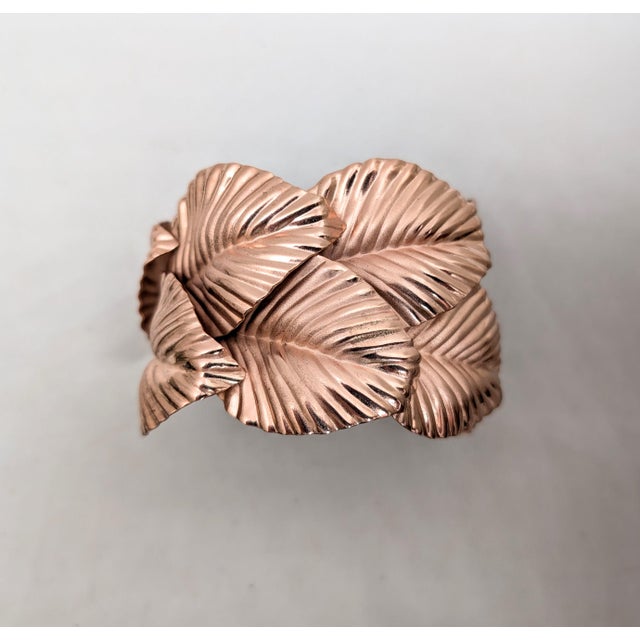 Gold Vintage 1982 Signed Napier Book Piece Wide Leaves Bracelet For Sale - Image 8 of 10