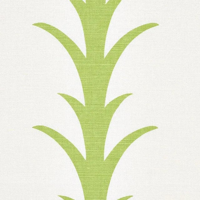 Contemporary Sample-Schumacher X Celerie Kemble Acanthus Stripe Fabric in Leaf For Sale - Image 3 of 3