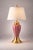 Ceramic Late 20th Century Hollywood Regency Pink Fluted Ceramic & Brass Table Lamp With Linen Shade For Sale - Image 7 of 11