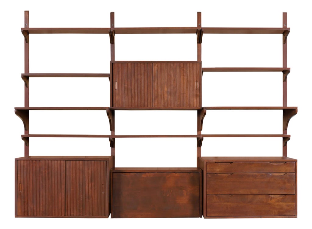 リース　#480  Nordic style Mid-Century Modern Modular Walnut Wall Unit by Noral Olson for