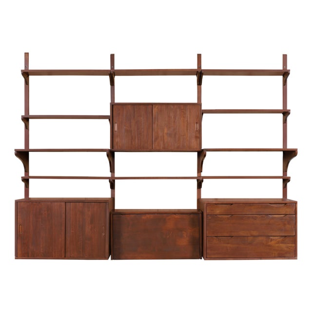 Mid-Century Modern Modular Walnut Wall Unit by Noral Olson for Kopenhavn For Sale