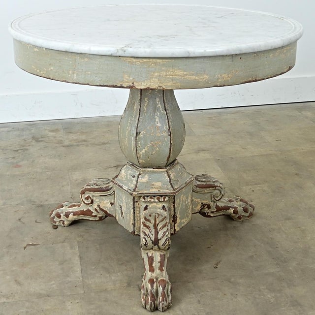 Gray French 19th Century White Marble Top Gueridon with Painted Finish For Sale - Image 8 of 17