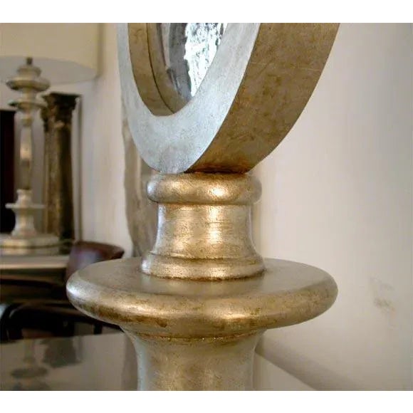 Silver Eccola's Custom Silver Leaf / Vintage Mirror Lamp For Sale - Image 8 of 9