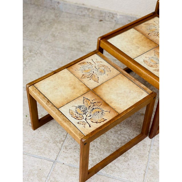 Vintage Nesting Tables in Teak and Earthenware, 1960s, Set of 3 For Sale - Image 11 of 16