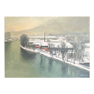 Claude Sauthier, Landscape, Oil on Wood, 1970s For Sale