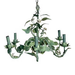 Vintage Regency Tole Rose Chandelier For Sale