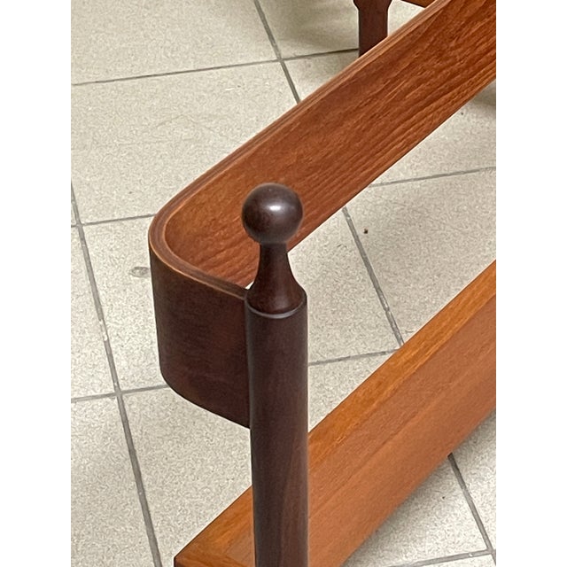 Teak wood frame. Special curved wood for the headboard and footboard. Frame dimensions in centimeters: Width 95 Depth 198...