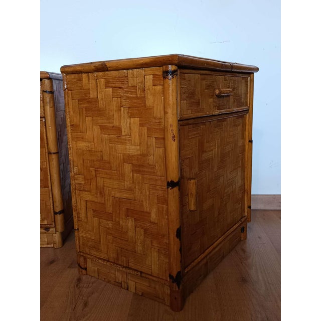 Boho Chic Bamboo Bedside Tables, 1970s, Set of 2 For Sale - Image 3 of 14