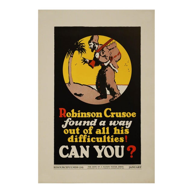 1937 American Hope of a Nation Poster Series, Resourcefulness (Robinson Crusoe) For Sale