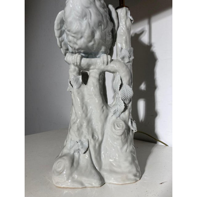 Ceramic Chinese White Bird Lamp For Sale - Image 7 of 9