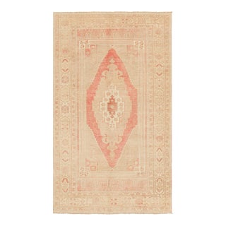 Vintage Turkish Rug in Pink With Medallion & Geometric Patterns From Rug & Kilim For Sale