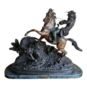 Antoine-Louis Barye (French 1796 - 1875), Cougar Attack, Recast Bronze on Marble Plinth