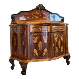 Baroque Marquetry Sideboard in Walnut Veneer, 1890s For Sale