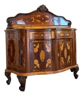 Baroque Marquetry Sideboard in Walnut Veneer, 1890s