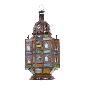 Late 20th Century Moroccan Moorish Hanging Glass Lantern