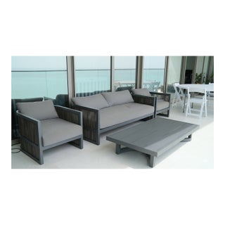 Restoration Hardware Aluminum Outdoor Seating Group in Slate, Set of 4 For Sale