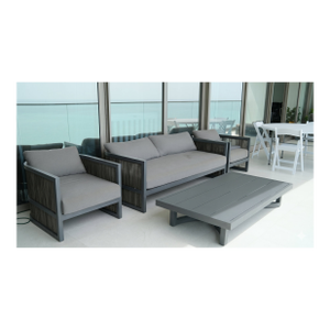 Restoration Hardware Aluminum Outdoor Seating Group in Slate, Set of 4