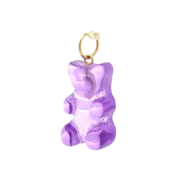14k Yellow Gold Grape Purple Resin Gummy Bear Charm For Sale - Image 4 of 5