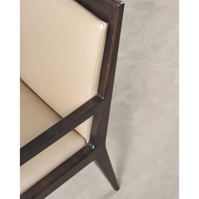 Set of Six Holly Hunt "Stiletto" Walnut Leather Dining Chairs For Sale - Image 17 of 18