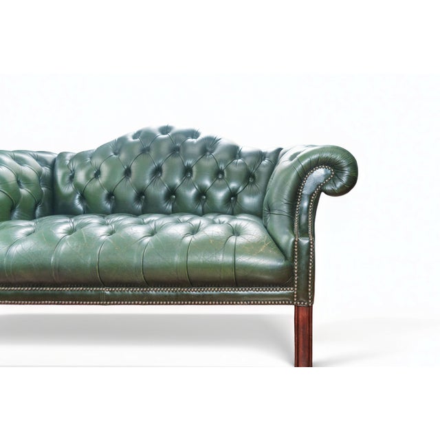Late 20th Century Chesterfield Sofa and Love Seat Set in Hunter Green For Sale - Image 12 of 13