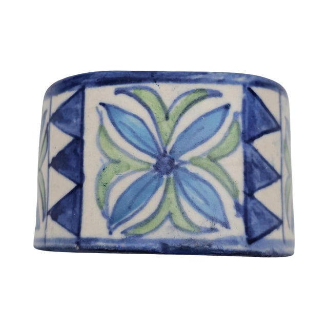 Ceramic Mexican Talavera Hand-Painted Pottery Napkin Rings Set of 9 2" For Sale - Image 7 of 11