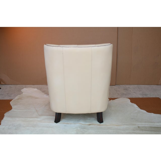 Wellington Antique Ivory Leather Chair For Sale - Image 4 of 9