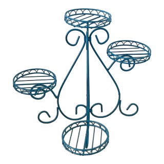 Mid-Century Newly Painted Metal Plant Stand For Sale
