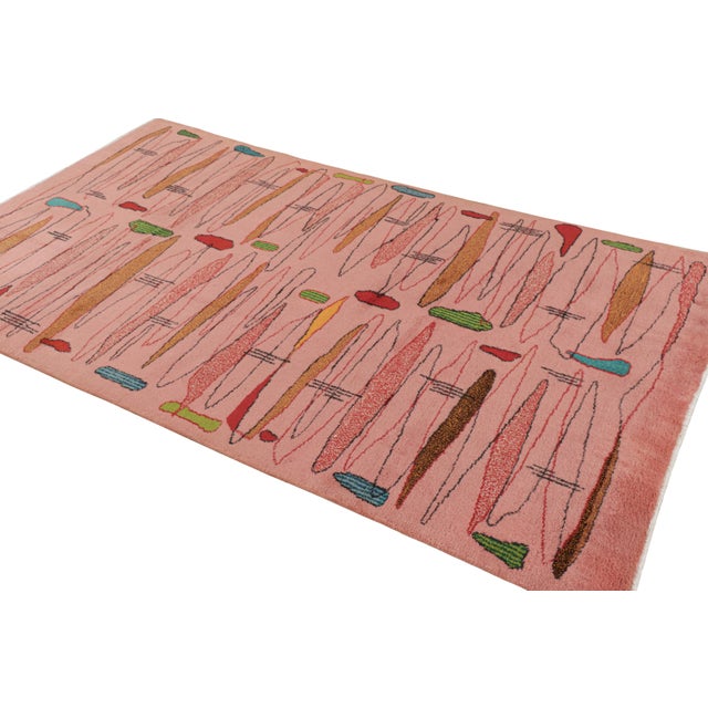 Rug & Kilim Vintage Turkish Rug in Pink With Colorful Geometric Patterns, From Rug & Kilim For Sale - Image 4 of 8