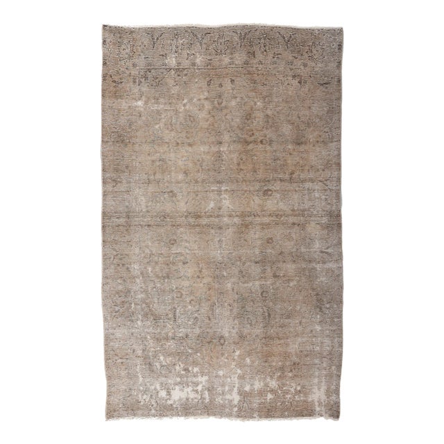 Mid 20th Century Distressed Faded Vintage Persian Rug, 04'10 X 07'09 For Sale