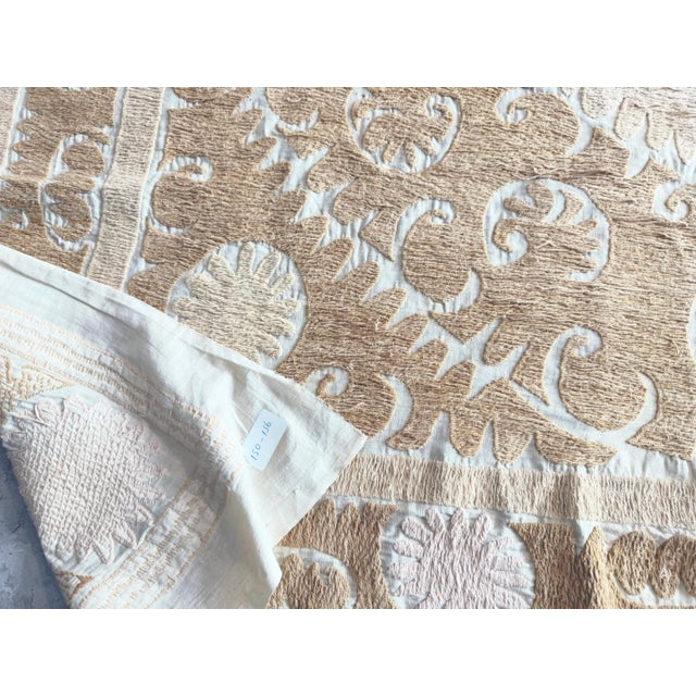 Central Asian Suzani Tablecloth - Mid 20th Century Textile - 4'11'' X 5'1'' For Sale - Image 9 of 9
