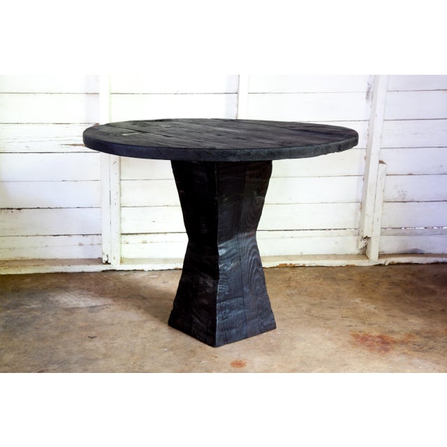 Artisan Shou Sugi Ban Bistro Round Dining Table For Sale - Image 11 of 11