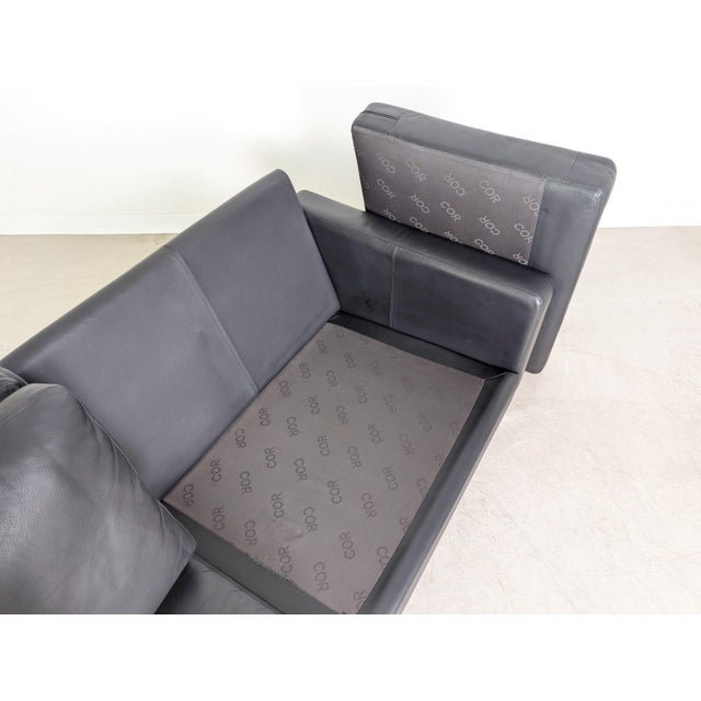 Black Conseta Three-Seater Sofa in Black Leather from Cor For Sale - Image 8 of 11