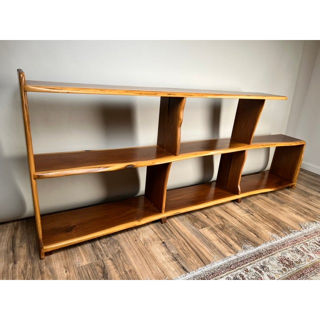 Wood Vintage Mid-Century Modern Style Live Edge Walnut Bookshelf For Sale - Image 7 of 10