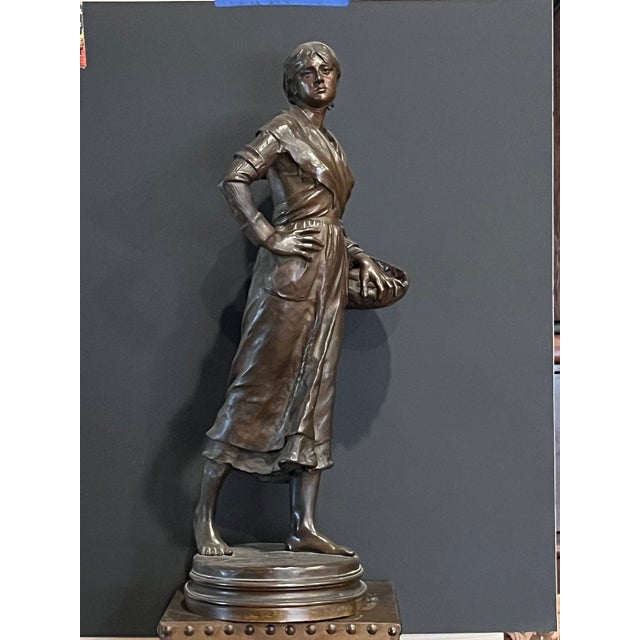 19th C. Ernest Guilbert Bronze "Paysanne Au Panier" Siot-Decauville 28" For Sale - Image 13 of 16