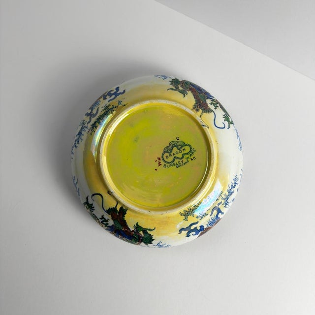 Ceramic Vintage Dragon Bowl in Hand-Painted Ceramic by Frederick Rhead, 1930s For Sale - Image 7 of 10