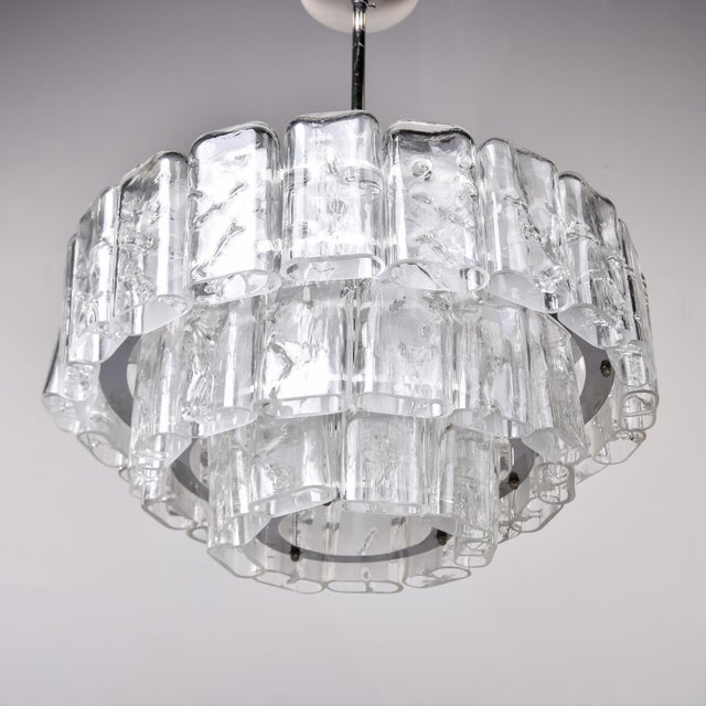 Doria Leuchten Germany Pair Mid Century Doria Three Tier Blown Glass Fixtures For Sale - Image 4 of 12