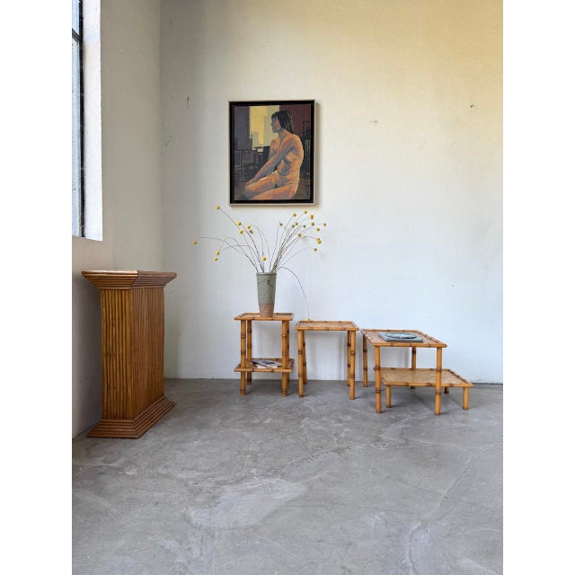 Nesting Tables in Rattan and Wicker, 1970, Set of 4 For Sale - Image 6 of 18