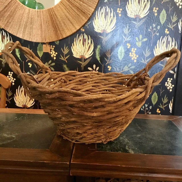 French Vintage Woven Willow French Basket For Sale - Image 3 of 5