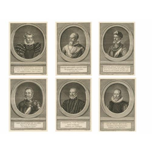 Houbraeken after Visscher, Dutch Portraits, Engravings, 1574, Set of 6 For Sale - Image 3 of 11