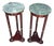 Vintage Pair of Green Stone Top Round Side Tables For Sale