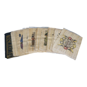 Late 20th Century Vintage Egyptian Revival Mythical Souvenir Papyrus Painting Art - Set of 18