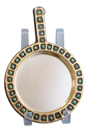 Vintage French Ceramic Hand Mirror by Mithé Espelt, 1970s