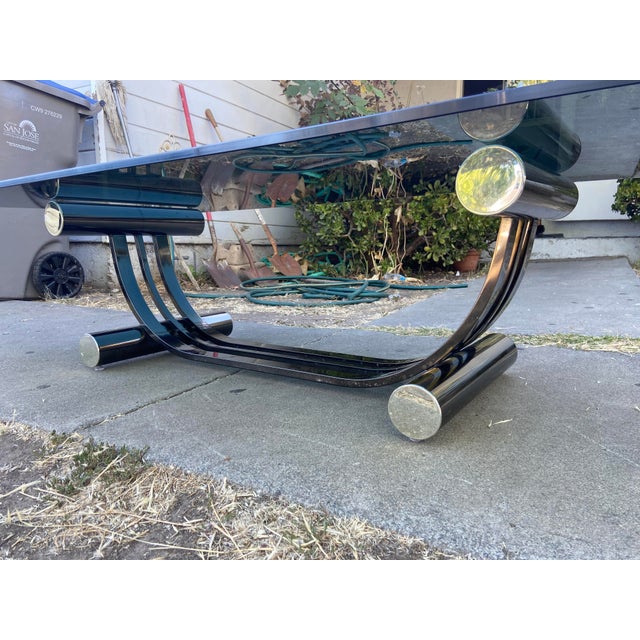 Vintage Art Deco Tubular Smoked Glass Coffee Table Romeo Rega Style For Sale - Image 14 of 18